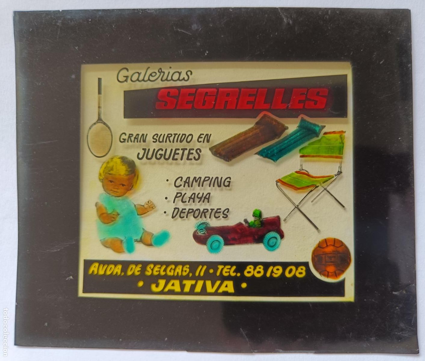 Fotograf&iacute;a antigua: DIAPOSITIVA CINE PUBLICIDAD GALERIAS SEGRELLES JUGUETES JATIVA VALENCIA PROYECCION A&Ntilde;OS 1960 Y 1970