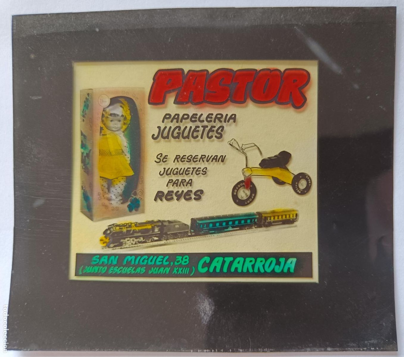 Fotograf&iacute;a antigua: DIAPOSITIVA CINE PUBLICIDAD PASTOR PAPELERIA JUGUETES CATARROJA VALENCIA PROYECCION A&Ntilde;OS 1960 Y 1970