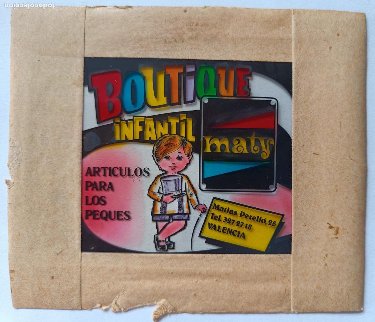 Fotografia antiga: DIAPOSITIVA CINE PUBLICIDAD BOUTIQUE INFANTIL MATY NI&Ntilde;OS VALENCIA PROYECCION A&Ntilde;OS 1960 Y 1970