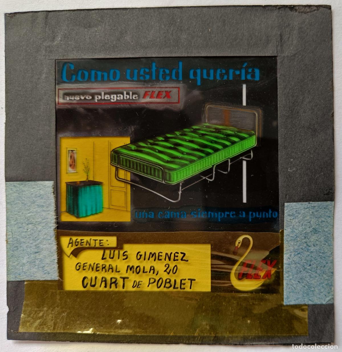 Fotograf&iacute;a antigua: DIAPOSITIVA CINE PUBLICIDAD COLCHON NUEVO PLEGABLE FLEX QUART DE POBLET VALENCIA