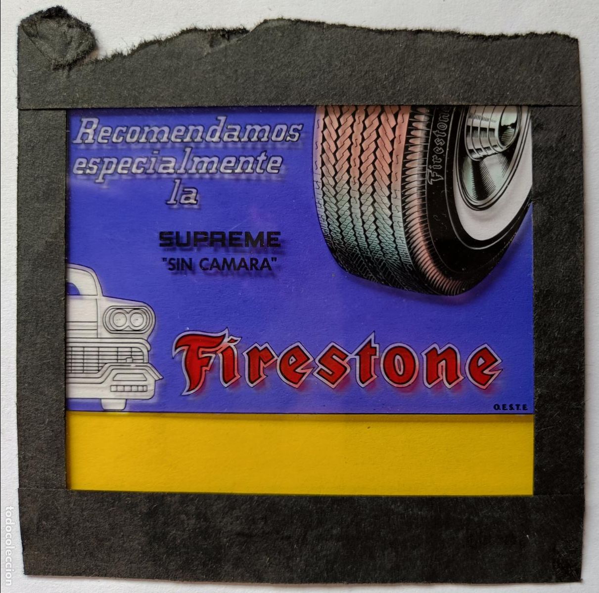 Fotograf&iacute;a antigua: DIAPOSITIVA CINE PUBLICIDAD COCHE FIRESTONE SUPREME SIN CAMARA AUTOMOVIL