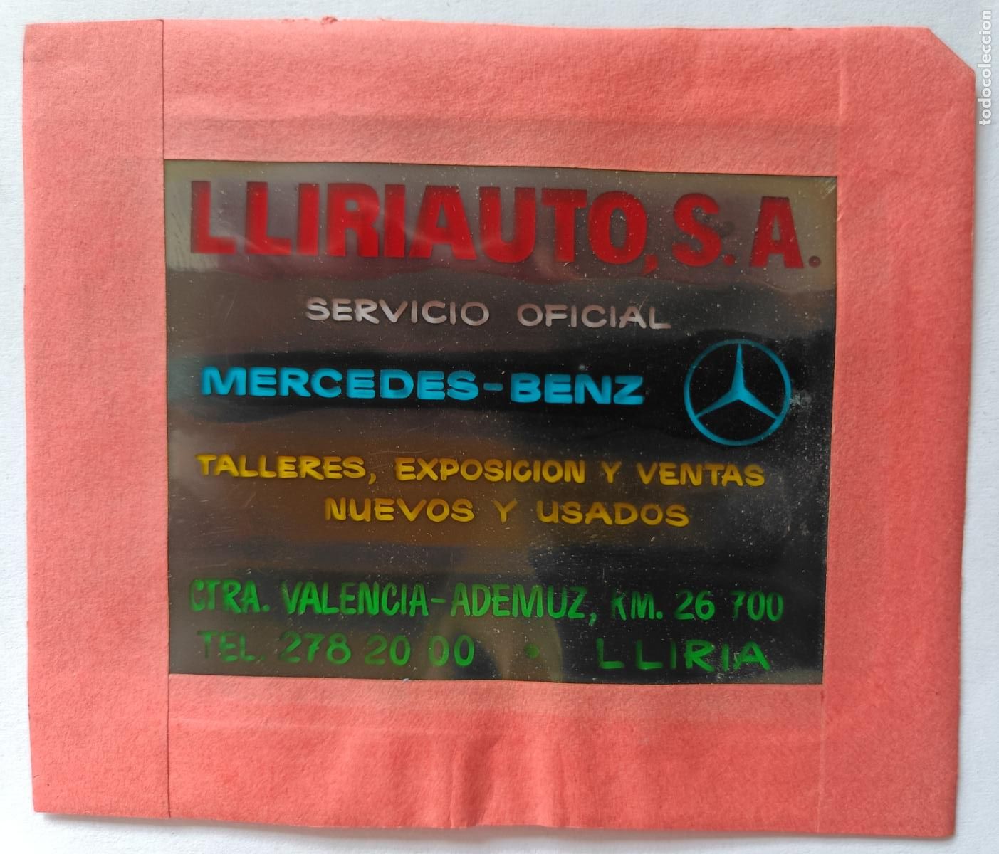 Fotograf&iacute;a antigua: DIAPOSITIVA CINE PUBLICIDAD COCHE TALLER LLIRIAUTO SERVICIO OFICIAL MERCEDES VALENCIA AUTOMOVIL
