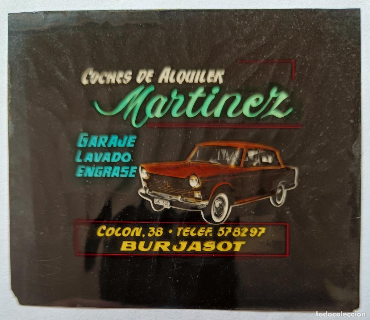 Fotograf&iacute;a antigua: DIAPOSITIVA CINE PUBLICIDAD COCHES DE ALQUILER MARTINEZ BURJASOT VALENCIA AUTOMOVIL