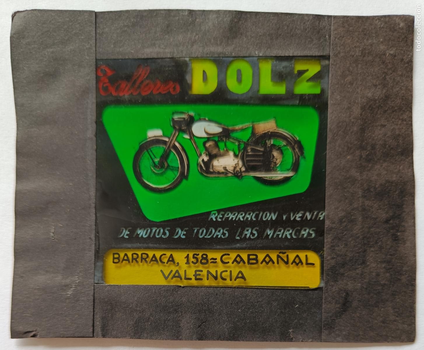 Fotograf&iacute;a antigua: DIAPOSITIVA CINE PUBLICIDAD TALLERES DOLZ REPARACION Y VENTA DE MOTOS CABA&Ntilde;AL VALENCIA