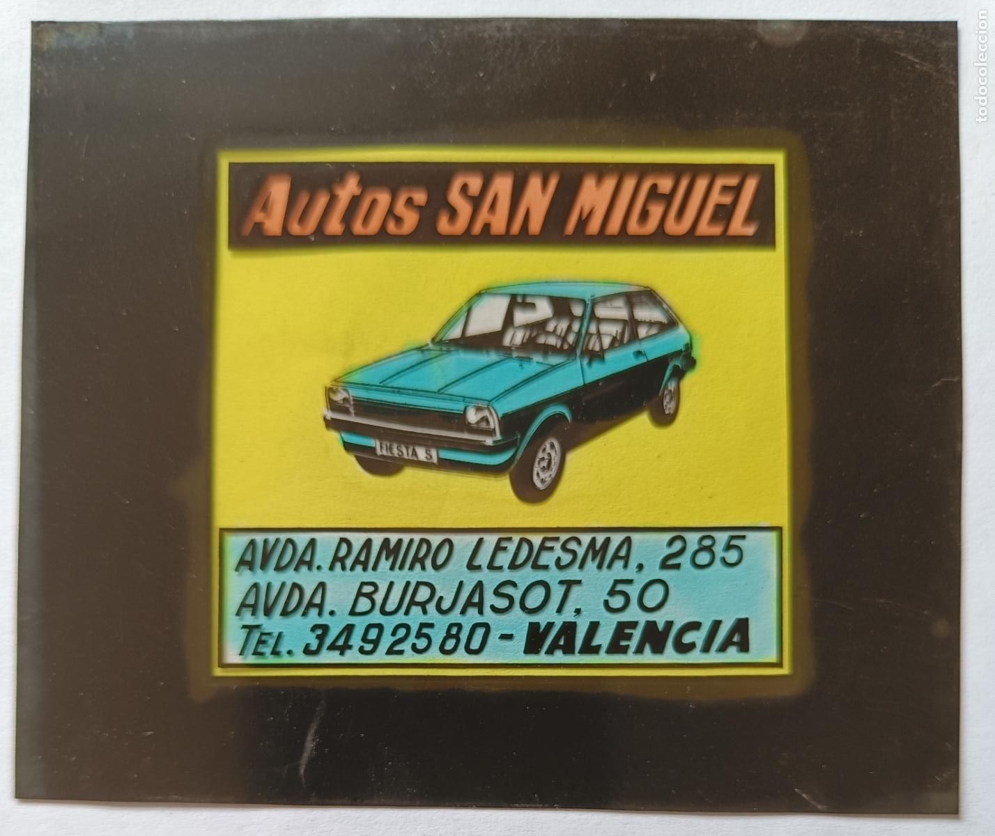 Fotograf&iacute;a antigua: DIAPOSITIVA CINE PUBLICIDAD AUTOS SAN MIGUEL AUTOMOVIL COCHE VALENCIA