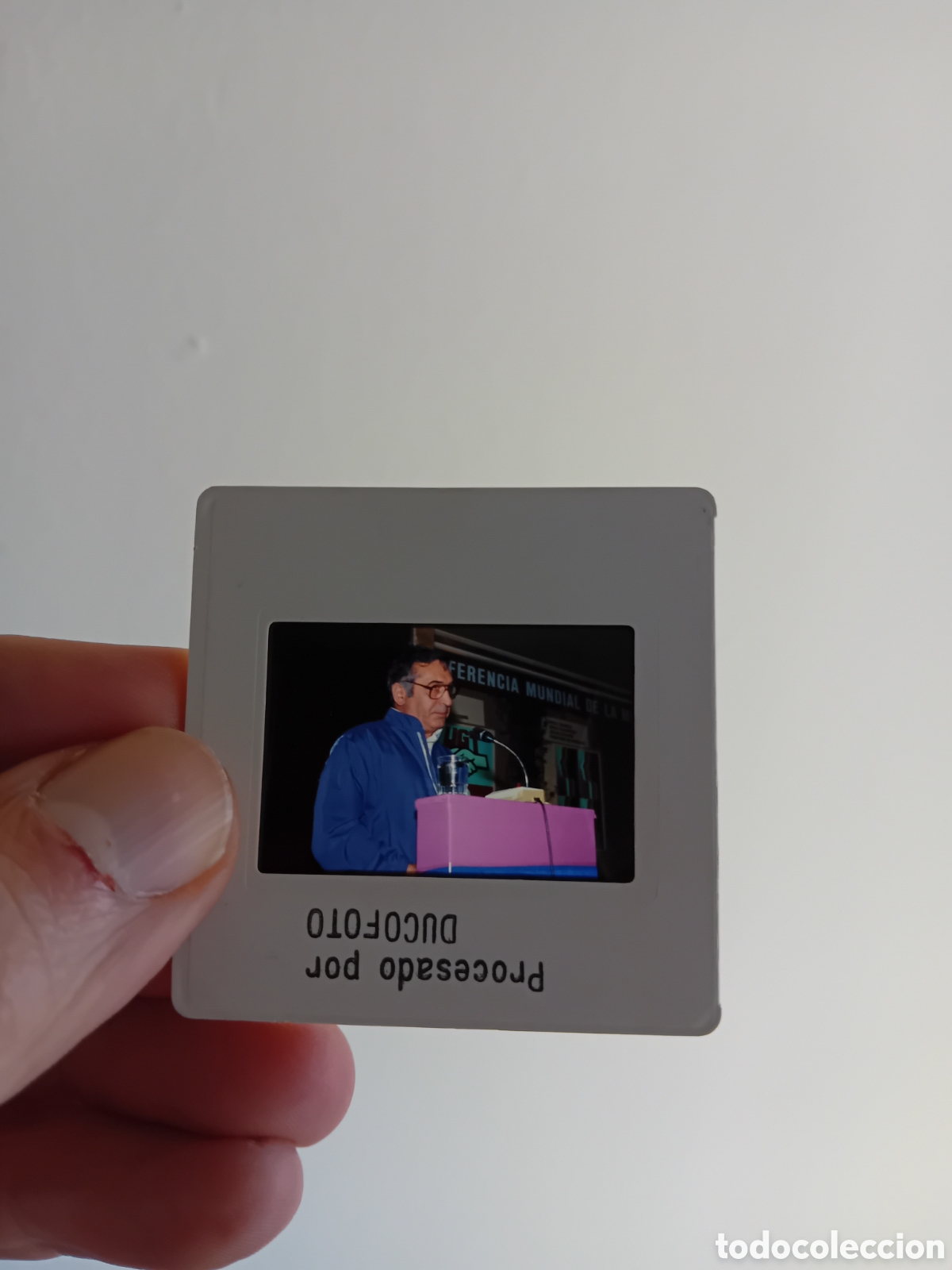 Fotograf&iacute;a antigua: DIAPOSITIVA 35MM SINDICALISTA UGT NICOL&Aacute;S REDONDO. A&Ntilde;OS 90. FOTOGRAF&Iacute;A PROFESIONAL
