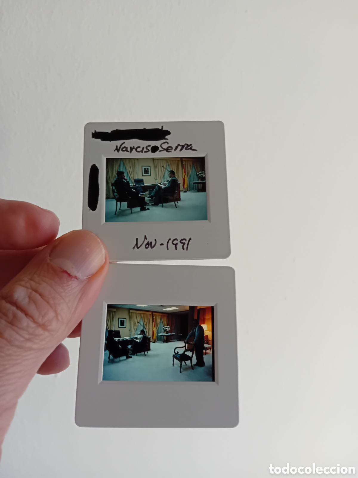 Fotograf&iacute;a antigua: 6 DIAPOSITIVAS 35MM MINISTRO NARCIS SERRA. PSOE. 1991. FOTOGRAF&Iacute;A PROFESIONAL