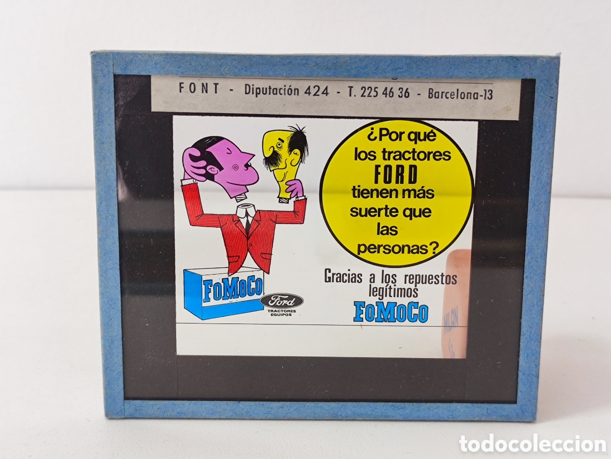 Fotograf&iacute;a antigua: Diapositiva cristal de publicidad recambios Ford FoMoCo