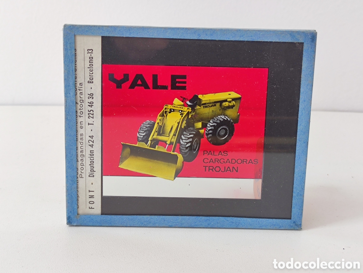 Fotograf&iacute;a antigua: Diapositiva cristal de publicidad Pala excavadora YALE