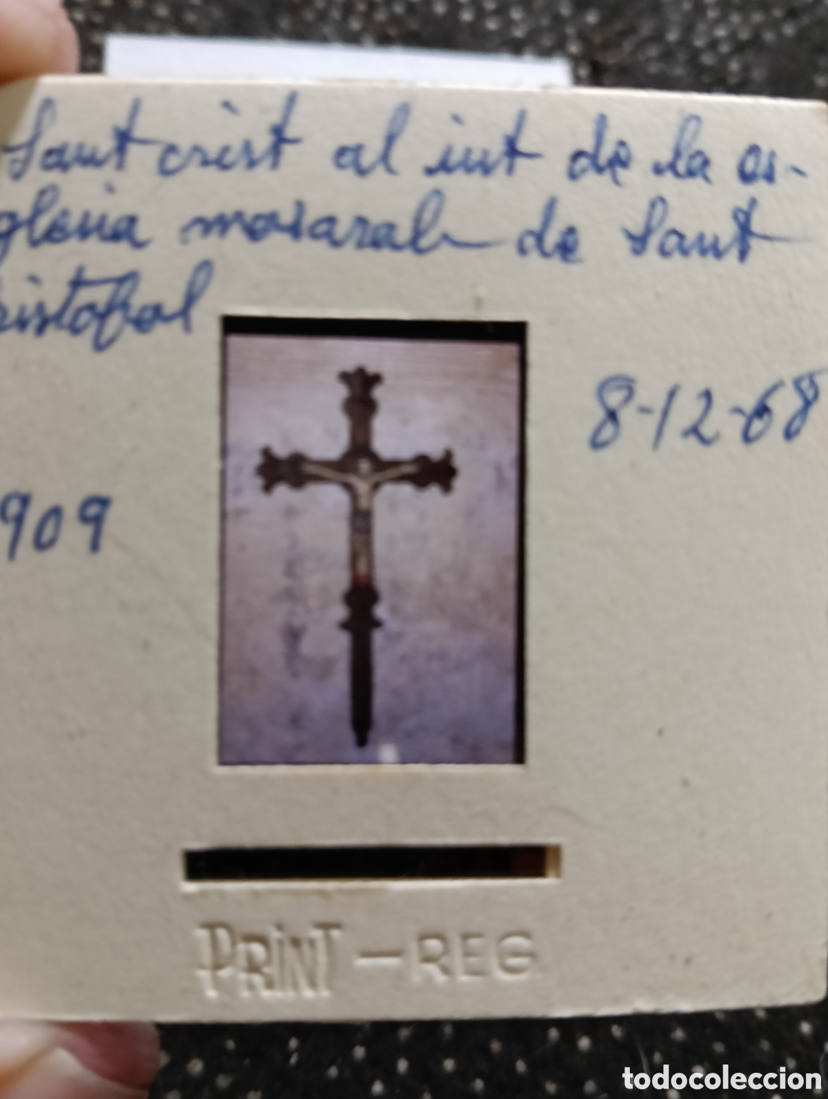 Fotograf&iacute;a antigua: Diapositiva 1968 SanCrist al interior de la esglesia Mosarab de Sant Crist&oacute;bal (CAMPRODON GERONA)