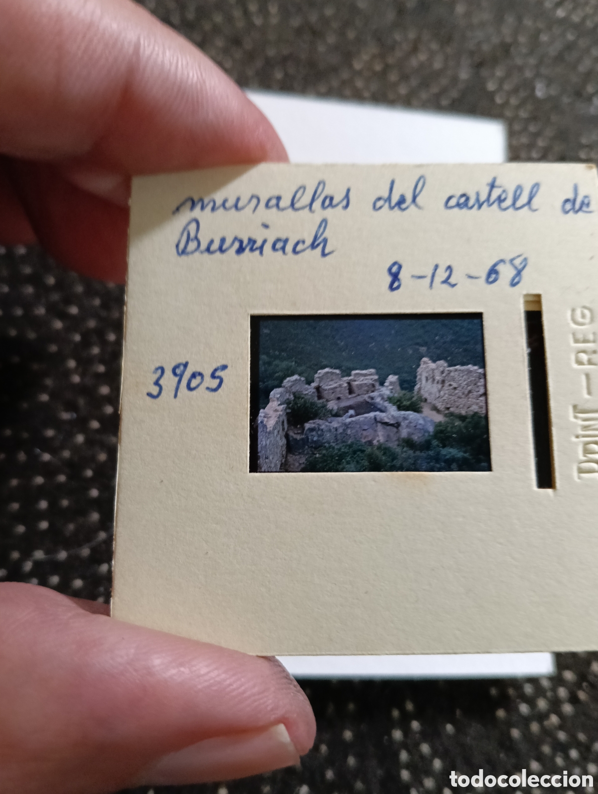 Fotograf&iacute;a antigua: Diapositiva de 1968 de las Murallas del castillo de BURRIACH , Corber&aacute; de Mar Barcelona