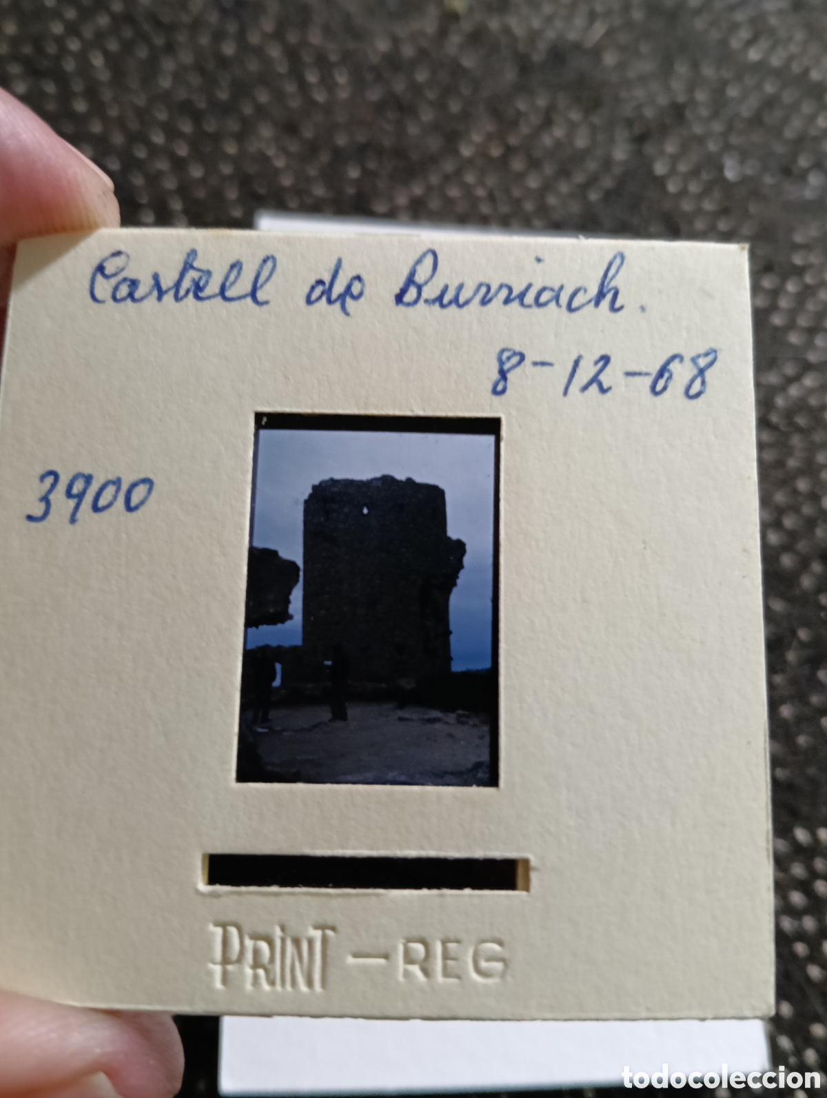 Fotograf&iacute;a antigua: Diapositiva de 1968 de la Torre del castillo de BURRIACH , Corber&aacute; de Mar Barcelona