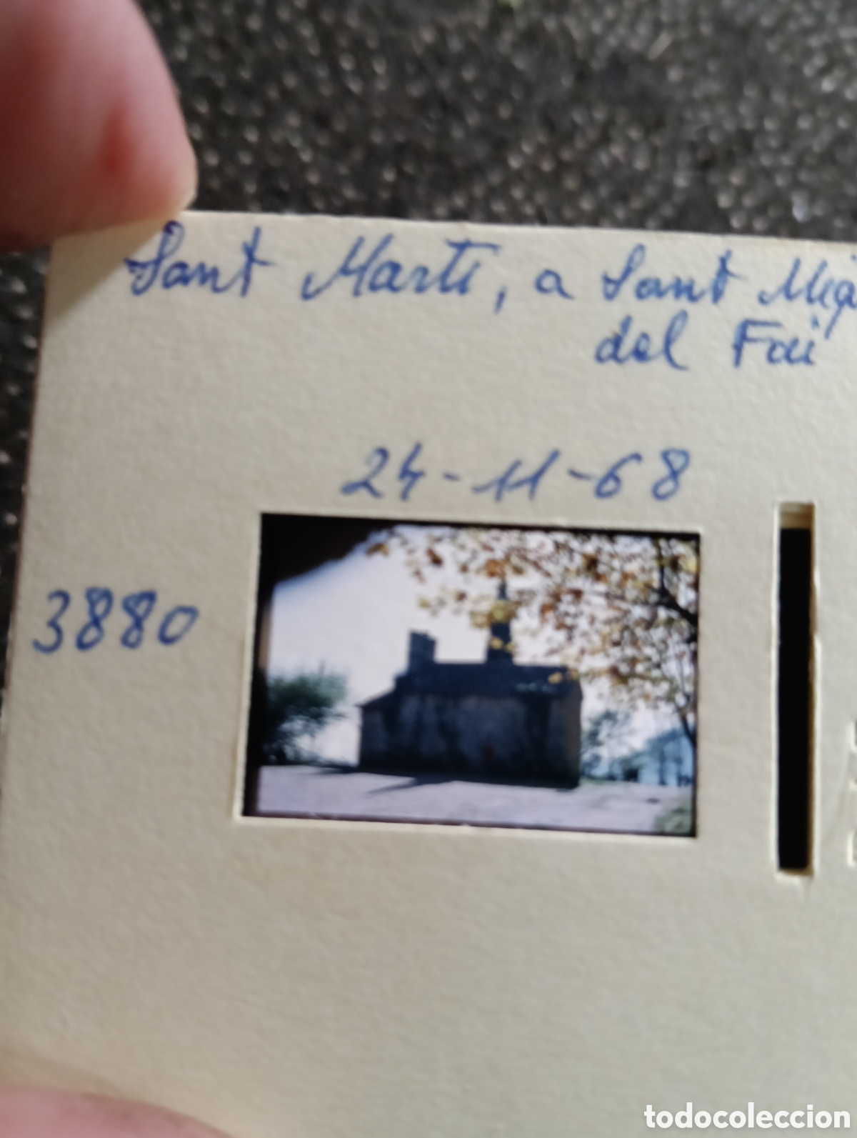 Fotograf&iacute;a antigua: UNICA Diapositiva de 1968 Ermita de Sant Mart&iacute; a San Miguel de Fay Barcelona