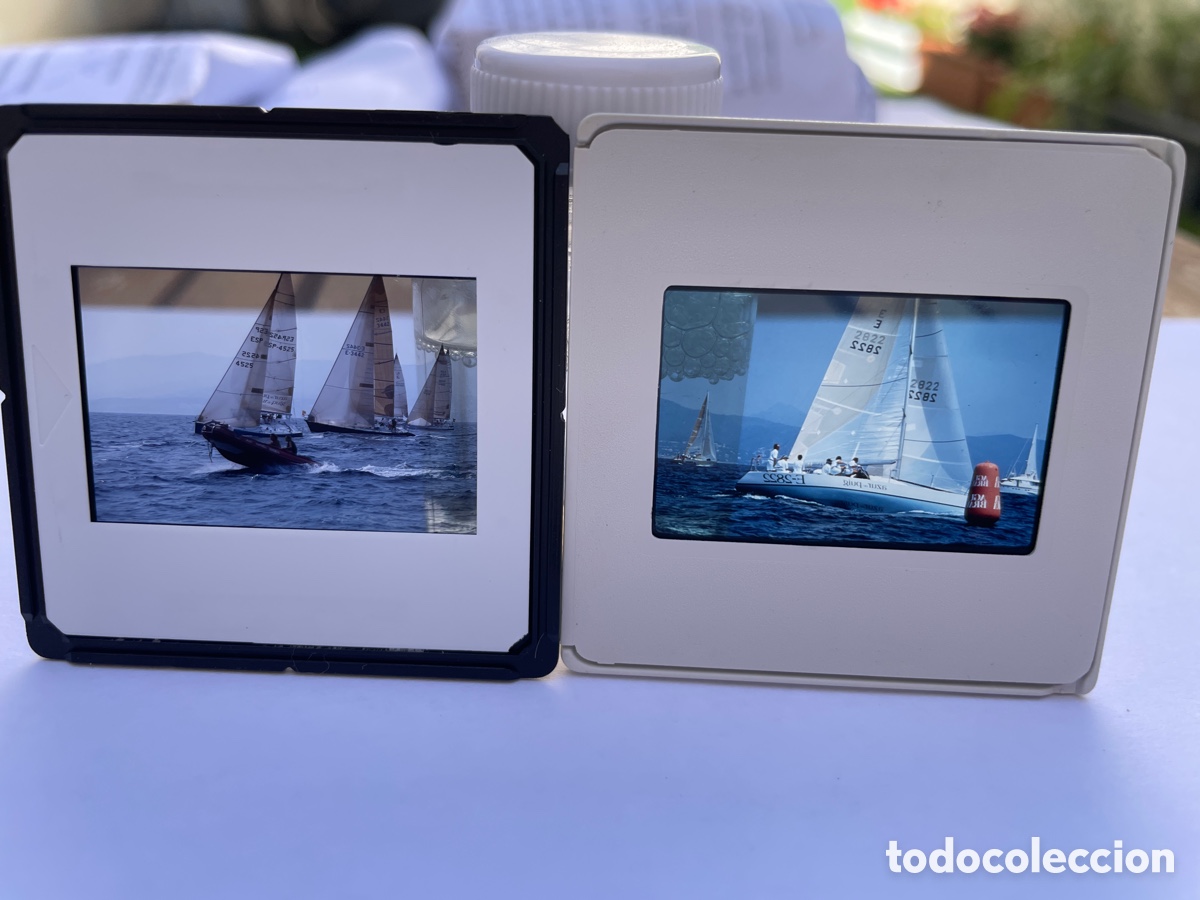 Fotografia antiga: 2 diapositivas. Regatas. Azur de Puig. Copa del rey de vela. Mallorca. Principios a&ntilde;os 90.