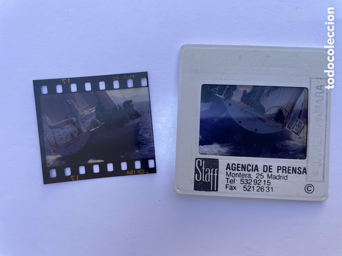 Fotografia antiga: 1 diapositiva y 1 negativo. Regatas. Copa del rey vela. Publiespa&ntilde;a. Principios a&ntilde;os 90.