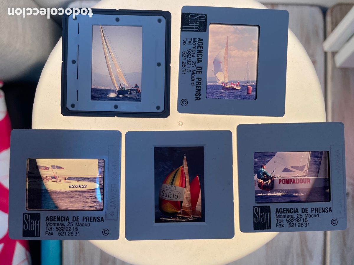 Fotografia antiga: 5 diapositivas. Regatas. Copa del rey vela. Mallorca. Principios a&ntilde;os 90.