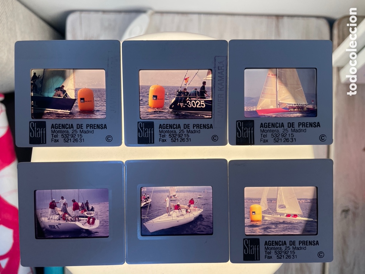 Fotografia antiga: 6 diapositivas. (Lote B) regatas. Copa del rey vela. Varios. Principios a&ntilde;os 90.
