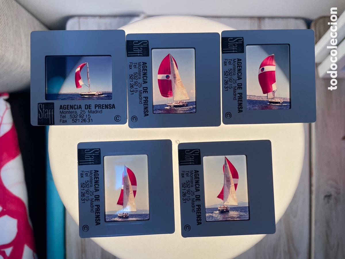 Fotografia antiga: 5 diapositivas. Regatas. Copa del rey vela. Mallorca. Matr&iacute;cula 1913. Principios a&ntilde;os 90.