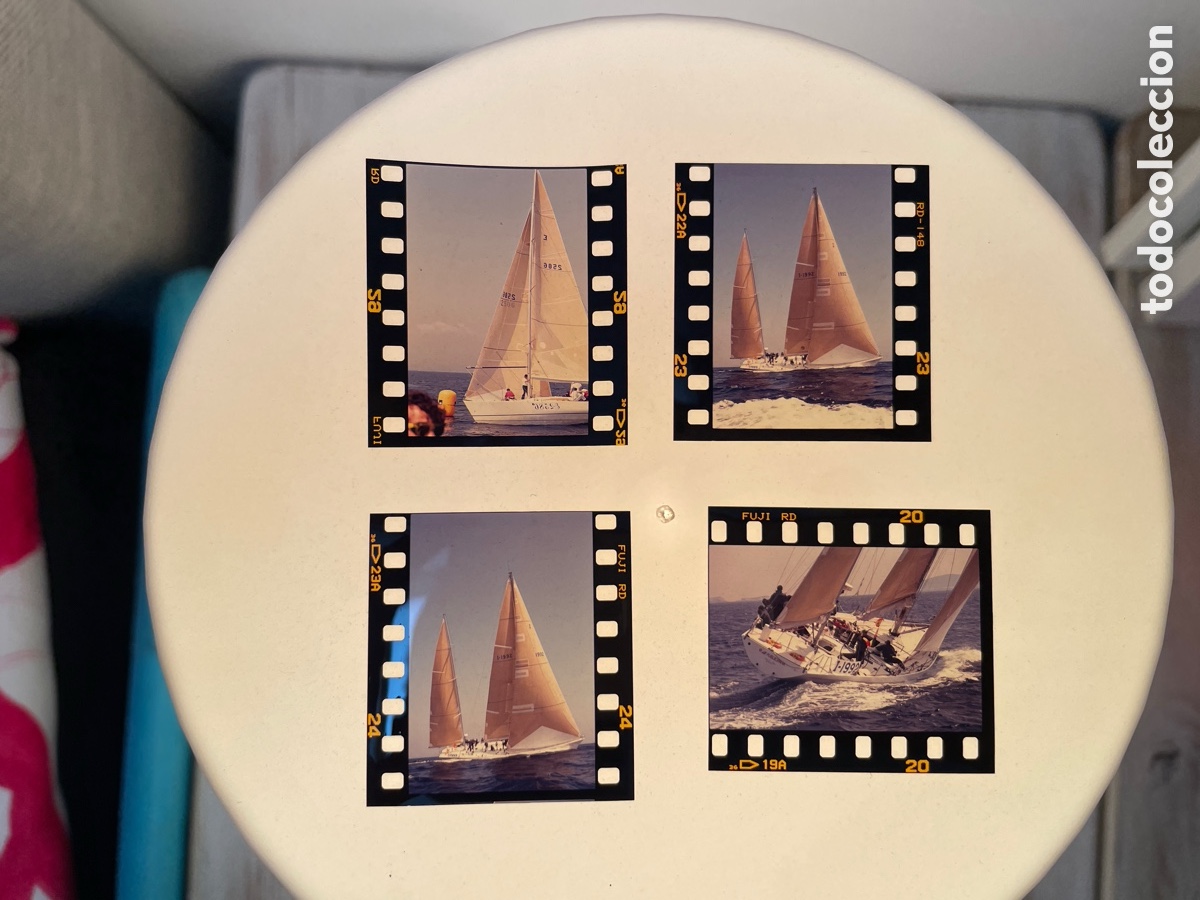 Fotografia antiga: 4 diapositivas sin montar. Copa del rey vela. Principios a&ntilde;os 90. Mallorca.