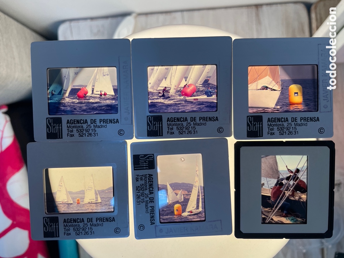 Fotografia antiga: 6 diapositivas (Lote C). Regatas. Copa del rey. Vela. Varios. Principios a&ntilde;os 90.