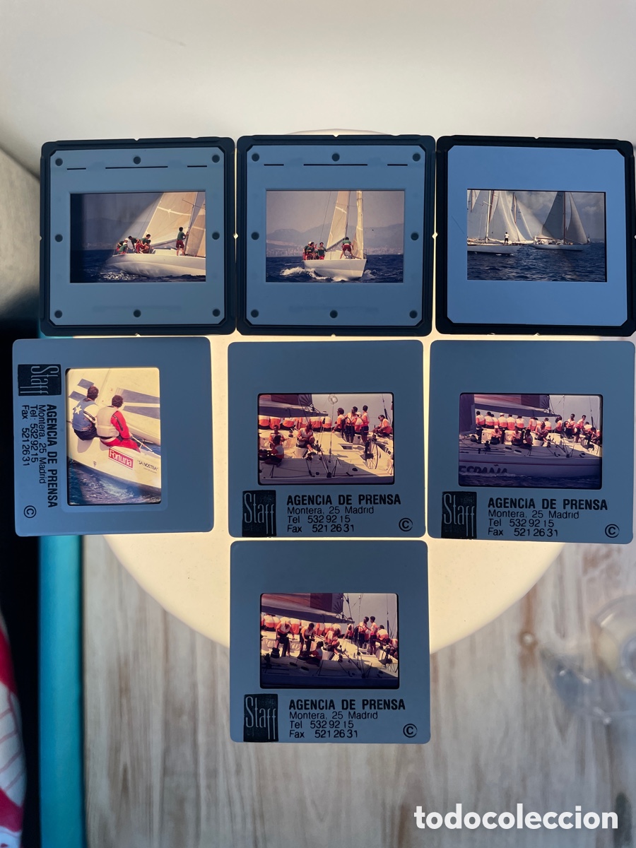Fotografia antiga: 7 diapositivas. Lote D. Regatas. Copa del rey vela. Principios a&ntilde;os 90. Mallorca. Varios.