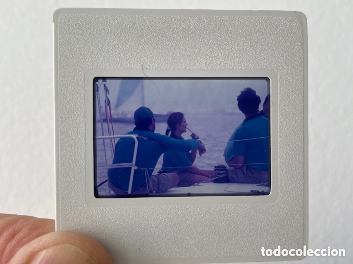 Fotograf&iacute;a antigua: 1 diapositiva. Infanta Elena. Copa del rey vela. Mallorca. Principios a&ntilde;os 90.