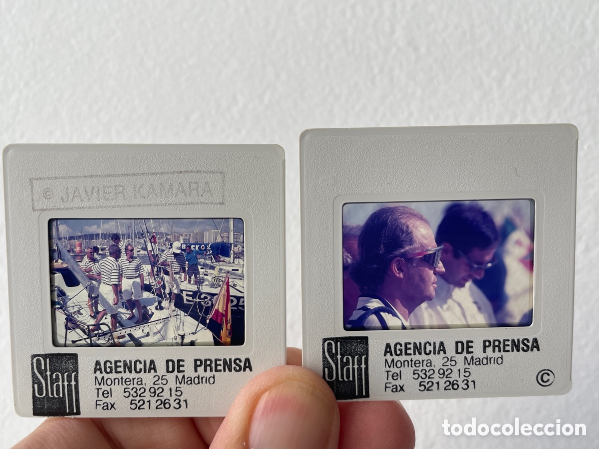 Fotografia antiga: 2 diapositivas rey Juan Carlos. Copa del rey. Vela. Mallorca. Principios a&ntilde;os 90