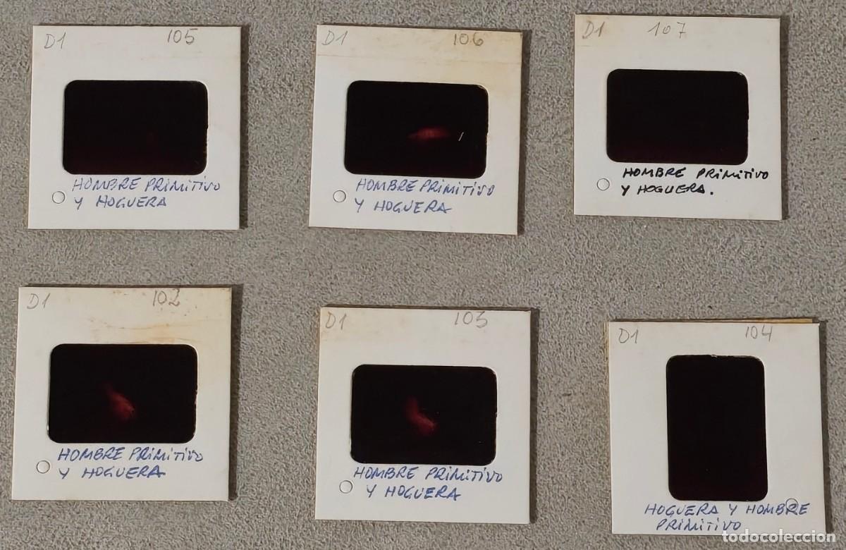 Antique Photography: 6 DIAPOSITIVAS REPRODUCIENDO A UN HOMBRE PRIMITIVO JUNTO A UNA HOGUERA