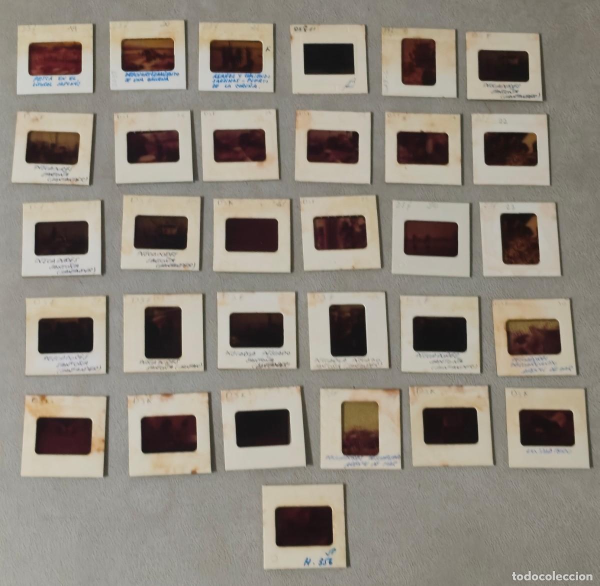 Alte Fotografie: LOTE DE 31 DIAPOSITIVAS DE PESCA Y HOJALATERO DE LOS A&Ntilde;OS 70