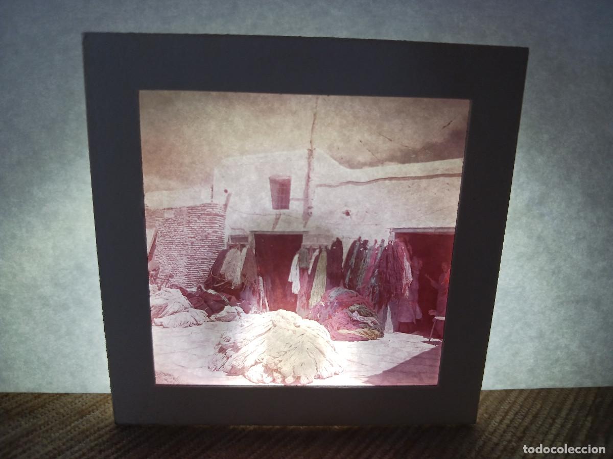 Fotograf&iacute;a antigua: antigua diapositiva 7 x 7 cm. bhalil, fez, casa cueva, marruecos