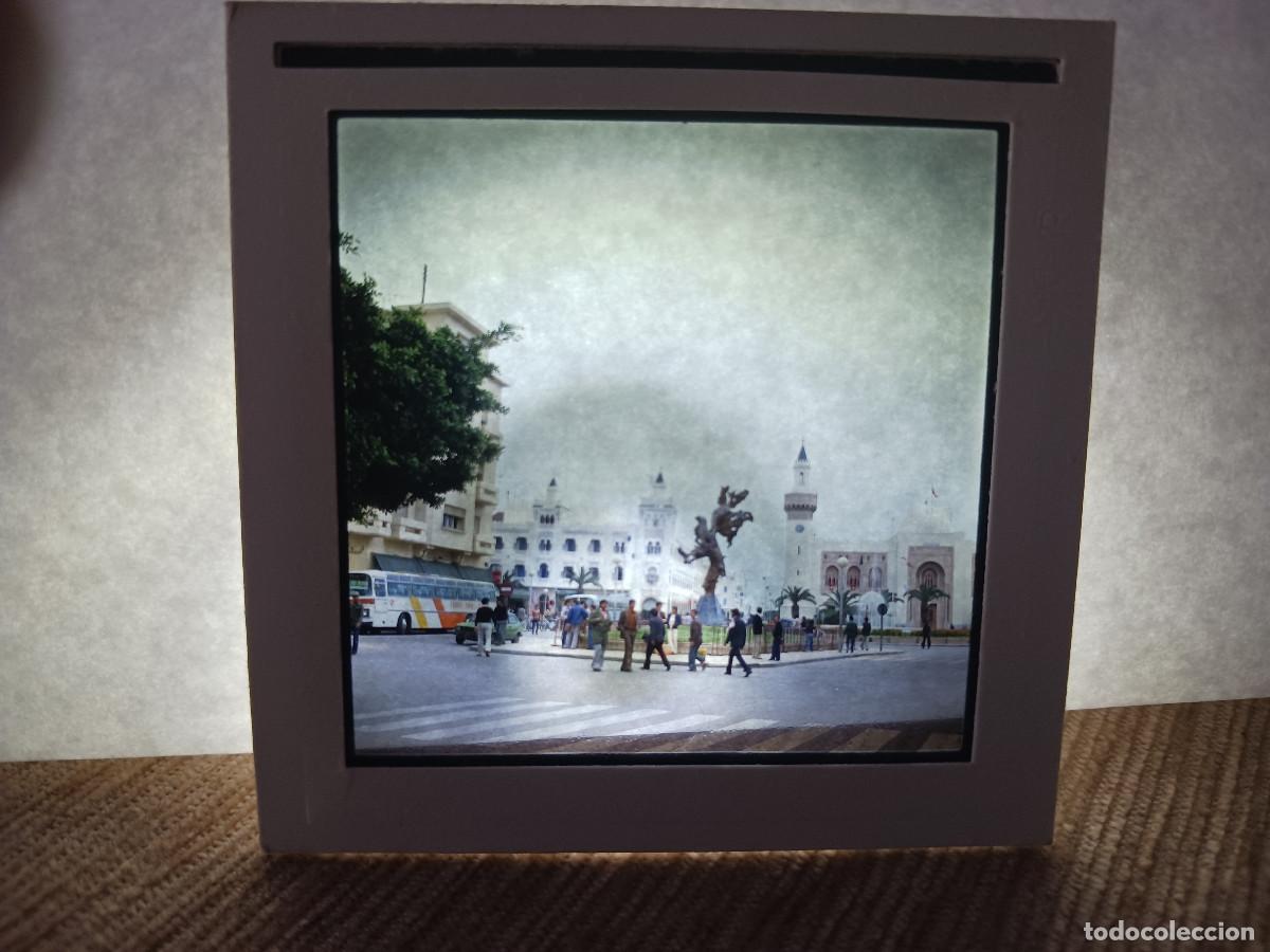 Fotograf&iacute;a antigua: antigua diapositiva 7 x 7 cm. rabat, plaza de la republica, marruecos