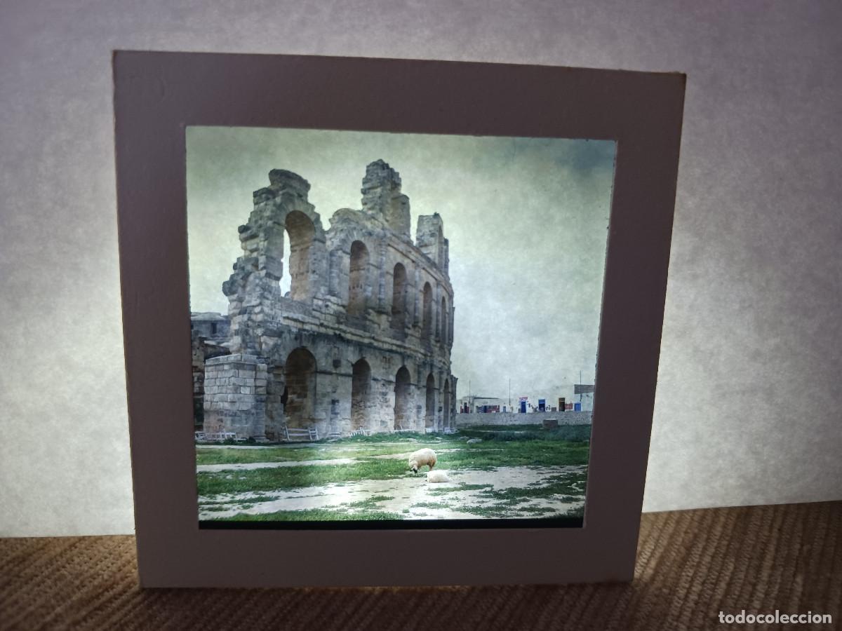 Fotograf&iacute;a antigua: antigua diapositiva 7 x 7 cm. ruinas de volubilis, tunez