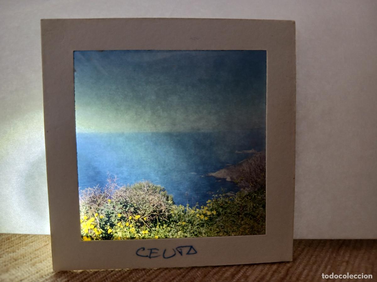 Fotograf&iacute;a antigua: antigua diapositiva 7 x 7 cm. costa de ceuta desde marruecos