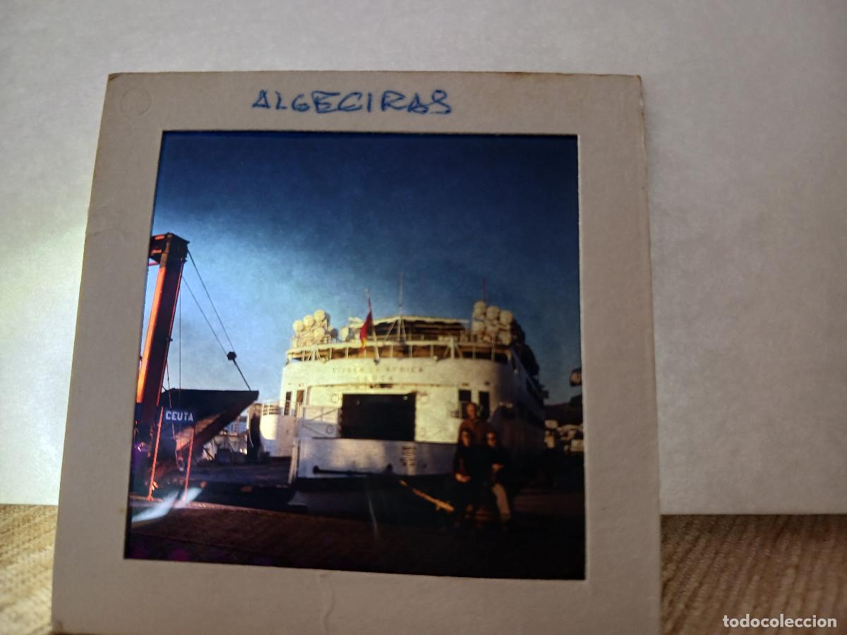 Fotograf&iacute;a antigua: antigua diapositiva 7 x 7 cm. barco manuel soto, de algeciras a tanger