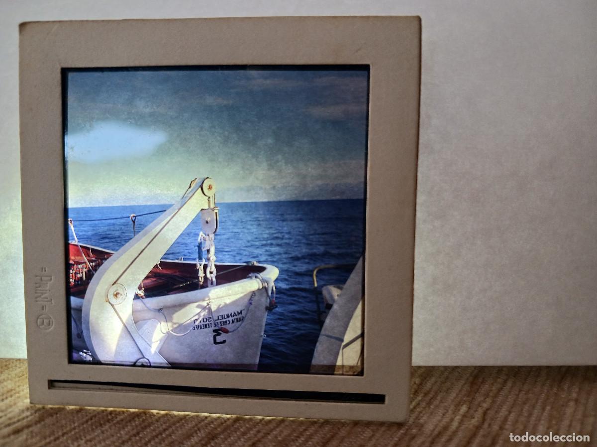 Fotograf&iacute;a antigua: antigua diapositiva 7 x 7 cm. buque manuel soto, de algeciras a tanger, bote salvavidas
