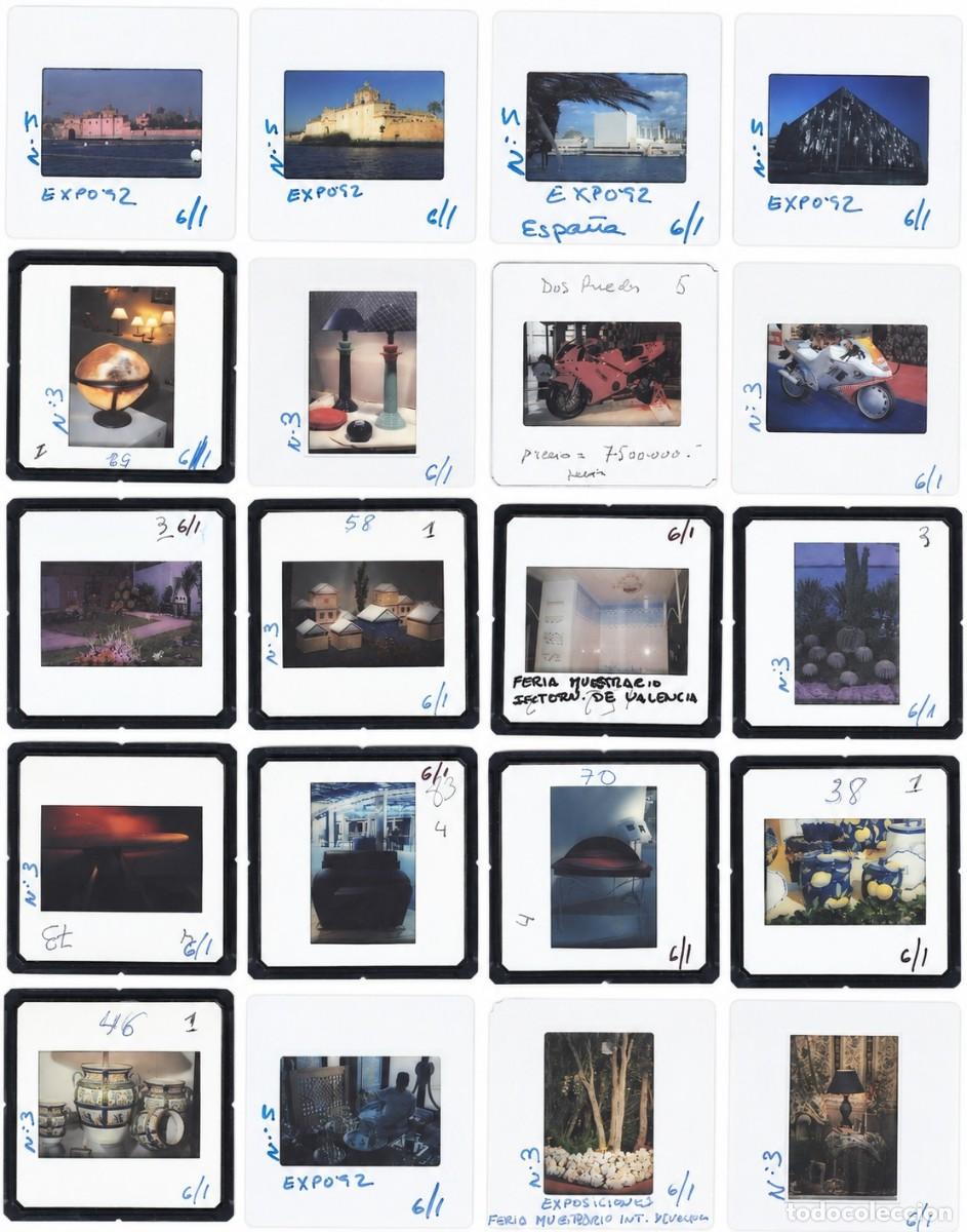 Fotograf&iacute;a antigua: Lote de 20 diapositivas in&eacute;ditas de exposiciones variadas en la Expo 92 (1992)