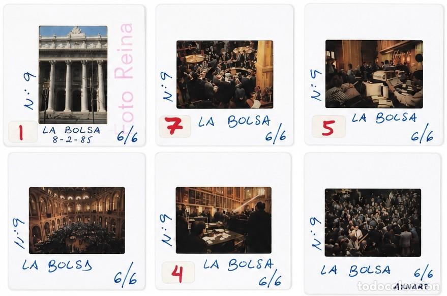 Fotograf&iacute;a antigua: Lote de 6 diapositivas in&eacute;ditas de la Bolsa de Madrid (1985)