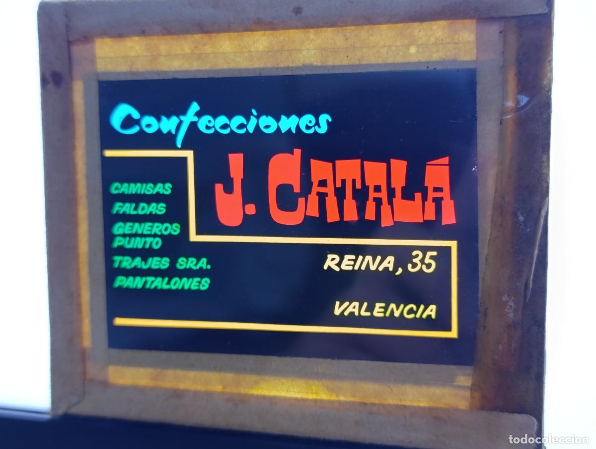 Antique Photography: Antigua Publicidad para cines, Confecciones J. Catal&aacute;, positivo en cristal, unos 10 x 8 cms.
