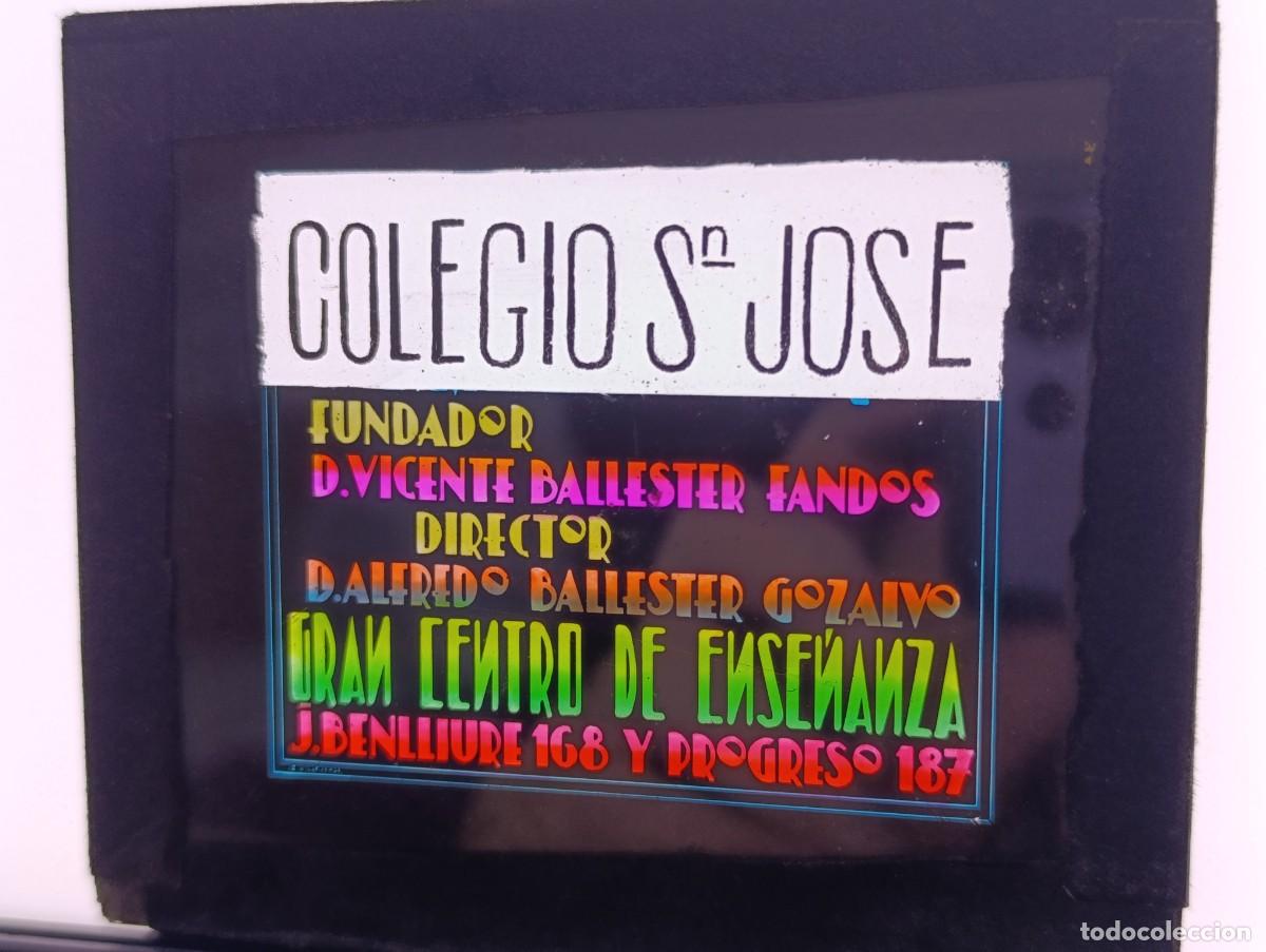 Antique Photography: Antigua Publicidad para cines, Colegio San Jos&eacute;, positivo en cristal, unos 10 x 8 cms.