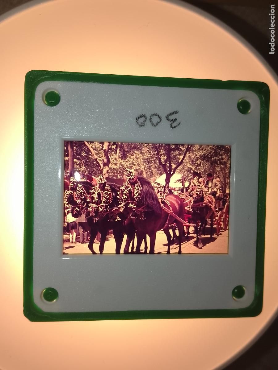 Fotograf&iacute;a antigua: DIAPOSITIVA A&Ntilde;Os 60s CADIZ JEREZ FERIA DEL CABALLO . RECINTO FERIAL COCHES DE CABALLOS
