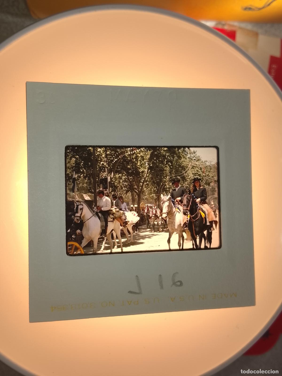 Fotograf&iacute;a antigua: DIAPOSITIVA A&Ntilde;O 1970 CADIZ JEREZ FERIA DEL CABALLO . RECINTO FERIAL COCHES DE CABALLOS