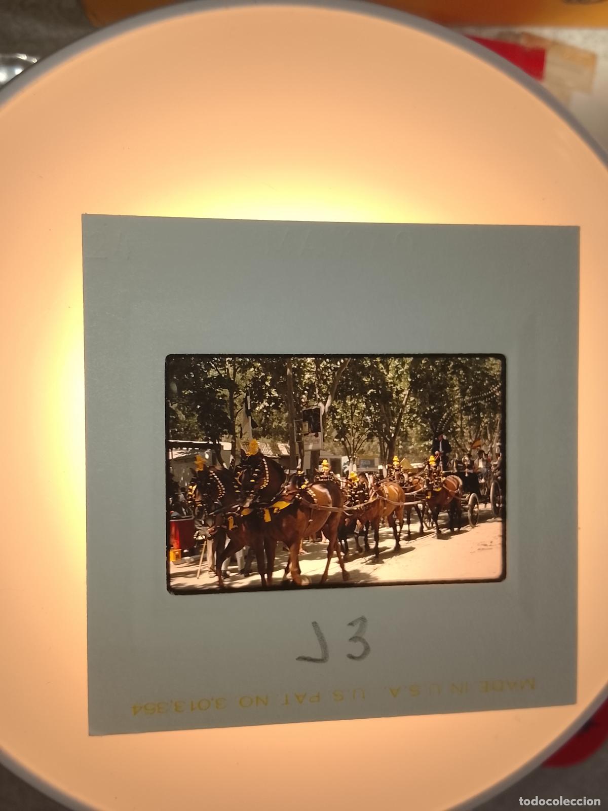 Fotograf&iacute;a antigua: DIAPOSITIVA A&Ntilde;O 1970 CADIZ JEREZ FERIA DEL CABALLO . RECINTO FERIAL COCHES DE CABALLOS