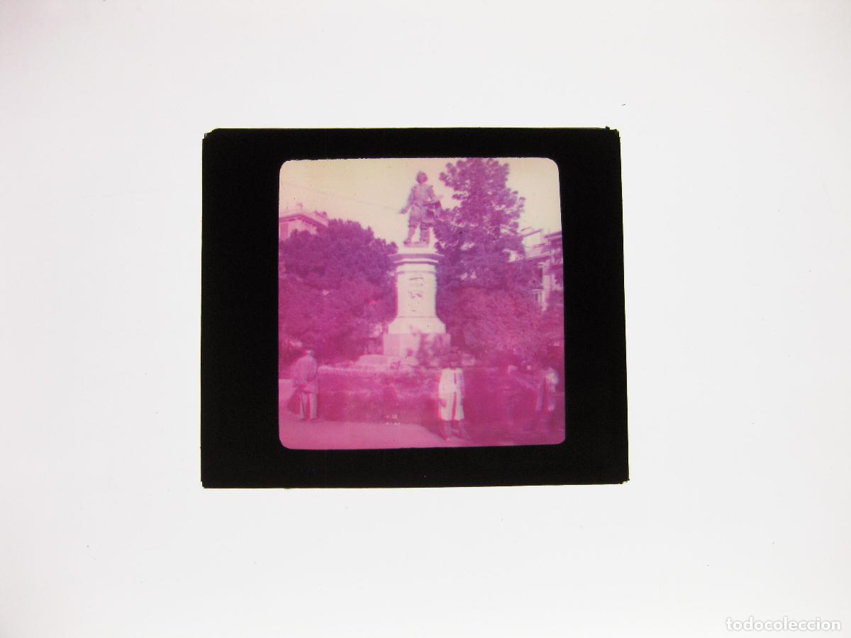 Fotograf&iacute;a antigua: ANTIGUA PLACA AUTOCROMA. FOTOGRAF&Iacute;A EN COLOR DE VALENCIA. ESTATUA DE RIBERA. PRINCIPIOS DEL SIGLO XX