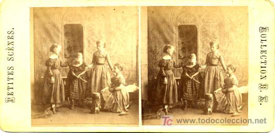 Fotograf&iacute;a antigua: GALLINA CIEGA  PAPEL ESTEREOSCOPICA