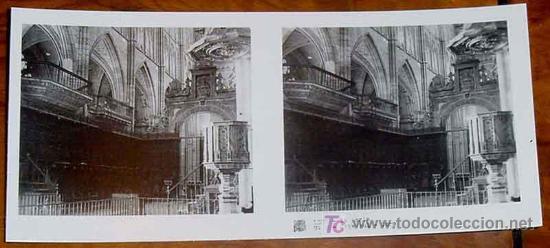 Fotografia antiga: ANTIGUA FOTO ESTEREOSCOPICA  DE LEON - COLECCION N. 32 - 1&ordf; SERIE - ED. RELLEY - CATEDRAL - N. 9.