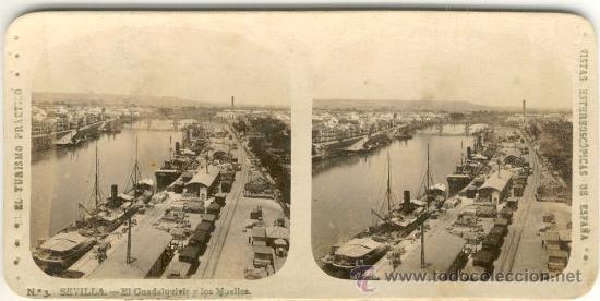 Fotografia antiga: (ES-31)FOTOGRAFIA DE SEVILLA-EL GUADALQUIVIR Y LOS MUELLES