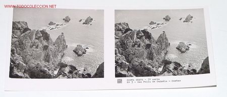 Fotografia antiga: ANTIGUA POSTAL ESTEREOSCOPICA - COSTA BRAVA 3&ordm; SERIE - MIDE 6X13 CMS - N&ordm; 3