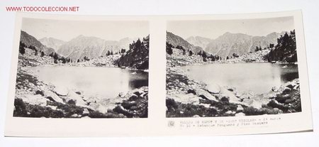 Fotografia antiga: ANTIGUA ESTEREOSCOPIA DE VALLES DE ESPOT Y DE SAN NICOLAU - PIRINEO DE LERIDA - MIDE 6X13 - 2&ordm; SERIE
