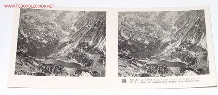 Fotografia antica: ANTIGUA ESTEREOSCOPIA DE VALLES DE ESPOT Y DE SAN NICOLAU - PIRINEO DE LERIDA - MIDE 6X13 - 2&ordm; SERIE