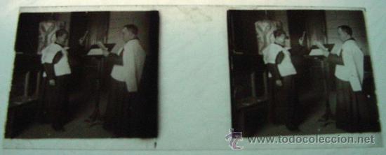 Photographie ancienne: ANTIGUA FOTOGRAFIA ESTEREOSCOPICA DE CRISTAL - ESTEREOCOPIA - OBISPOS, CURAS, CATEDRAL - MIDE 10,5 X